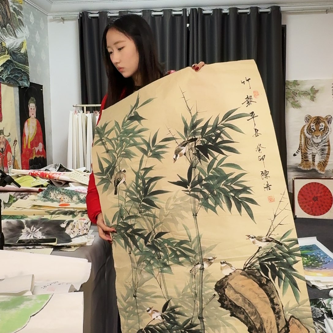 半***烟国画纯手绘图纯手绘