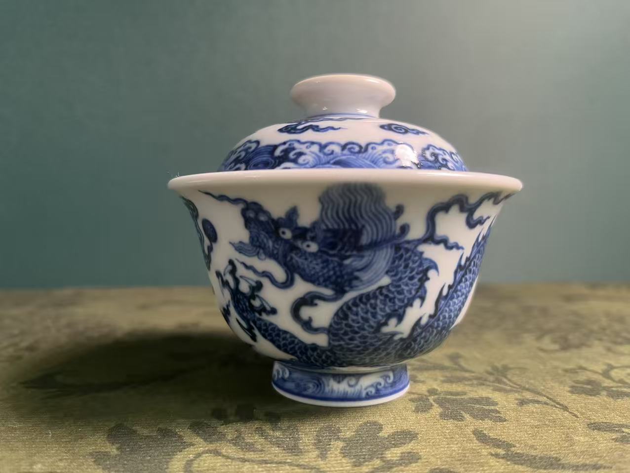 刘建锋窑仿明鱼化龙盖碗茶具小盖碗