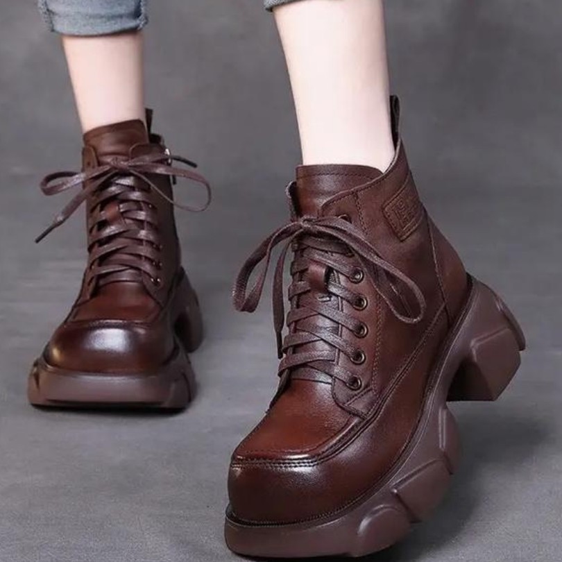 看直播下单秋冬新厚头层牛皮复古风马丁靴女鞋