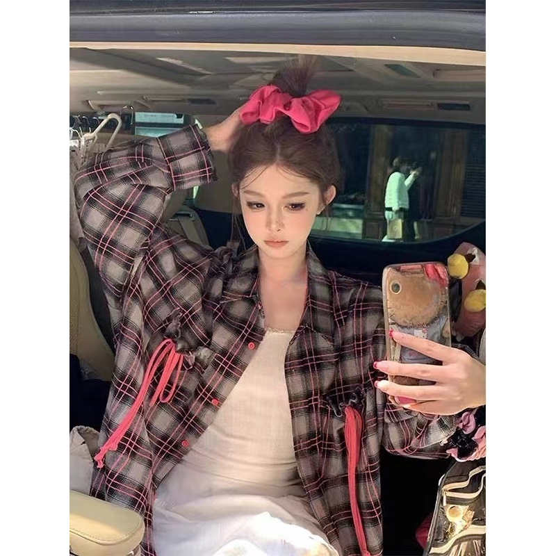 【米果妈】儿童2025秋季新款格子休闲衬衫B5004