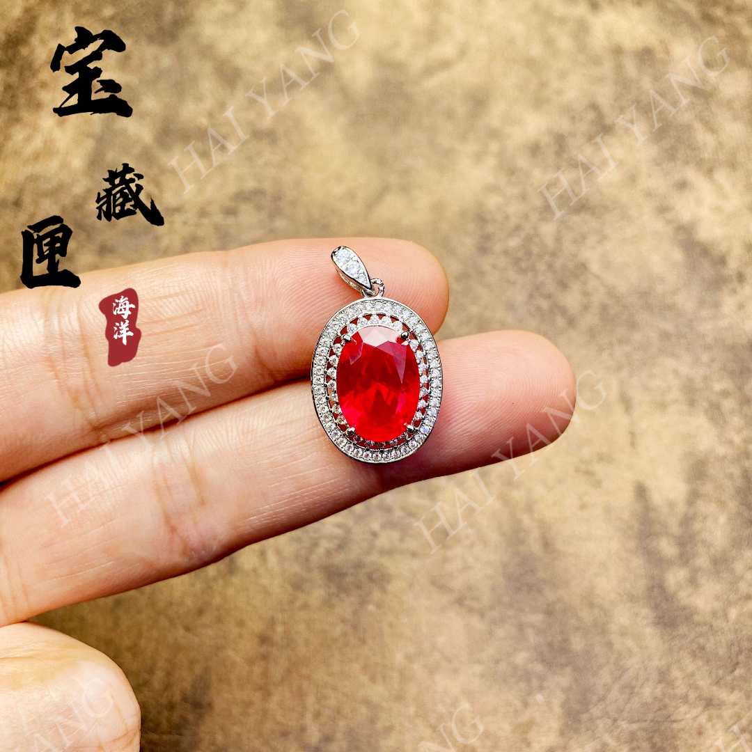 培育红宝石「鸽血印记」红宝石-轻奢气质时尚简约百搭吊坠链618