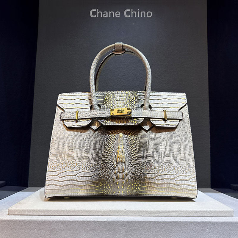 高端奢华铂金包2025新款大气手提包女斜挎包鳄鱼纹真皮鳄鱼的眼泪