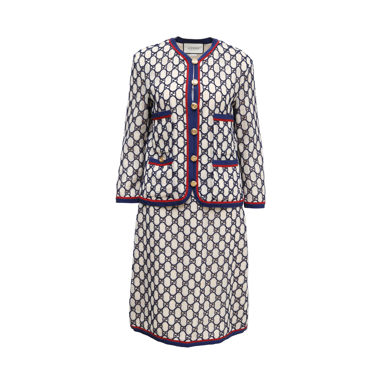 99新 GUCCI/古驰 【lu】滚边GG套装 拼色P214345037