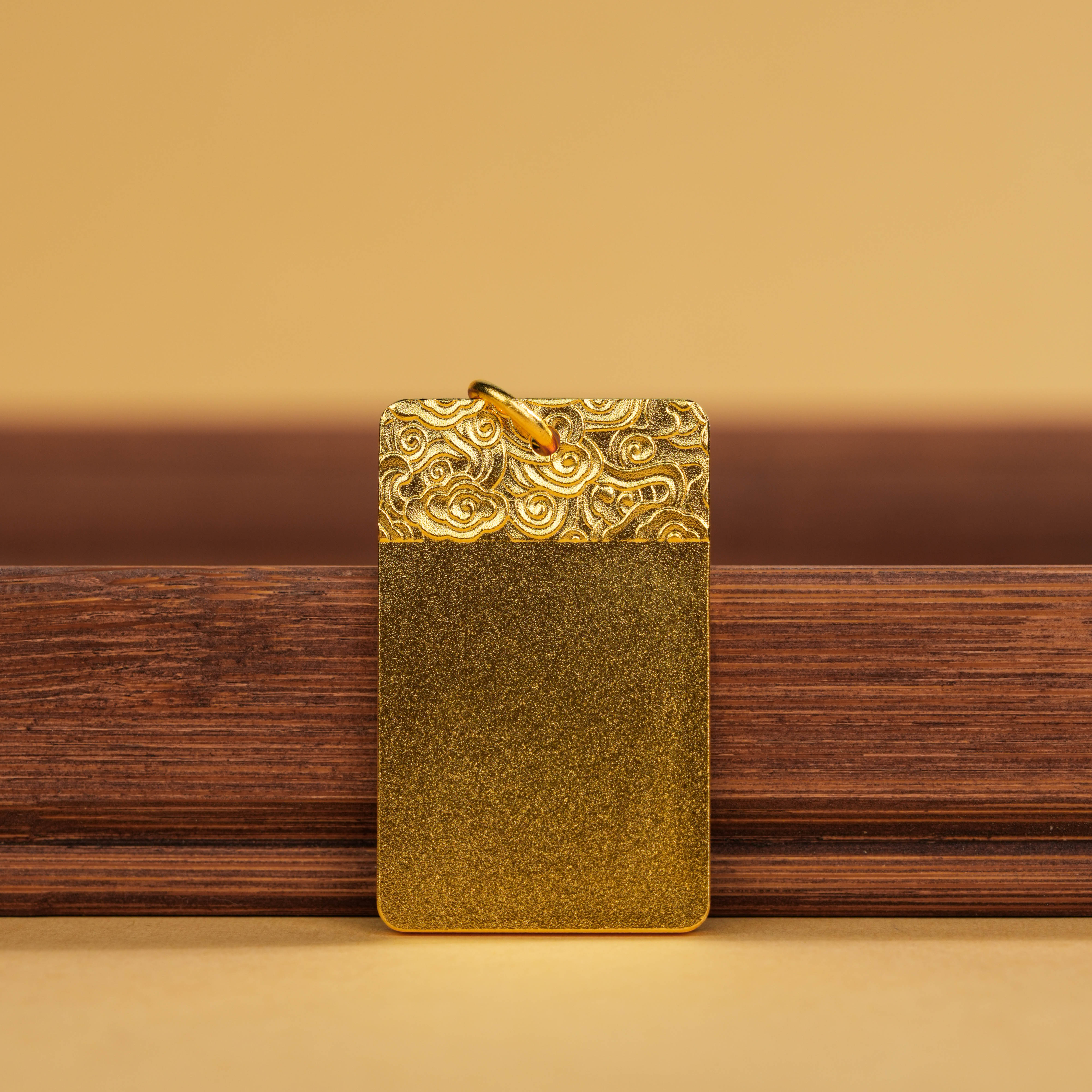 吊坠足银 足银吊坠【玖福来】足银无事牌吊坠金色祥云经典