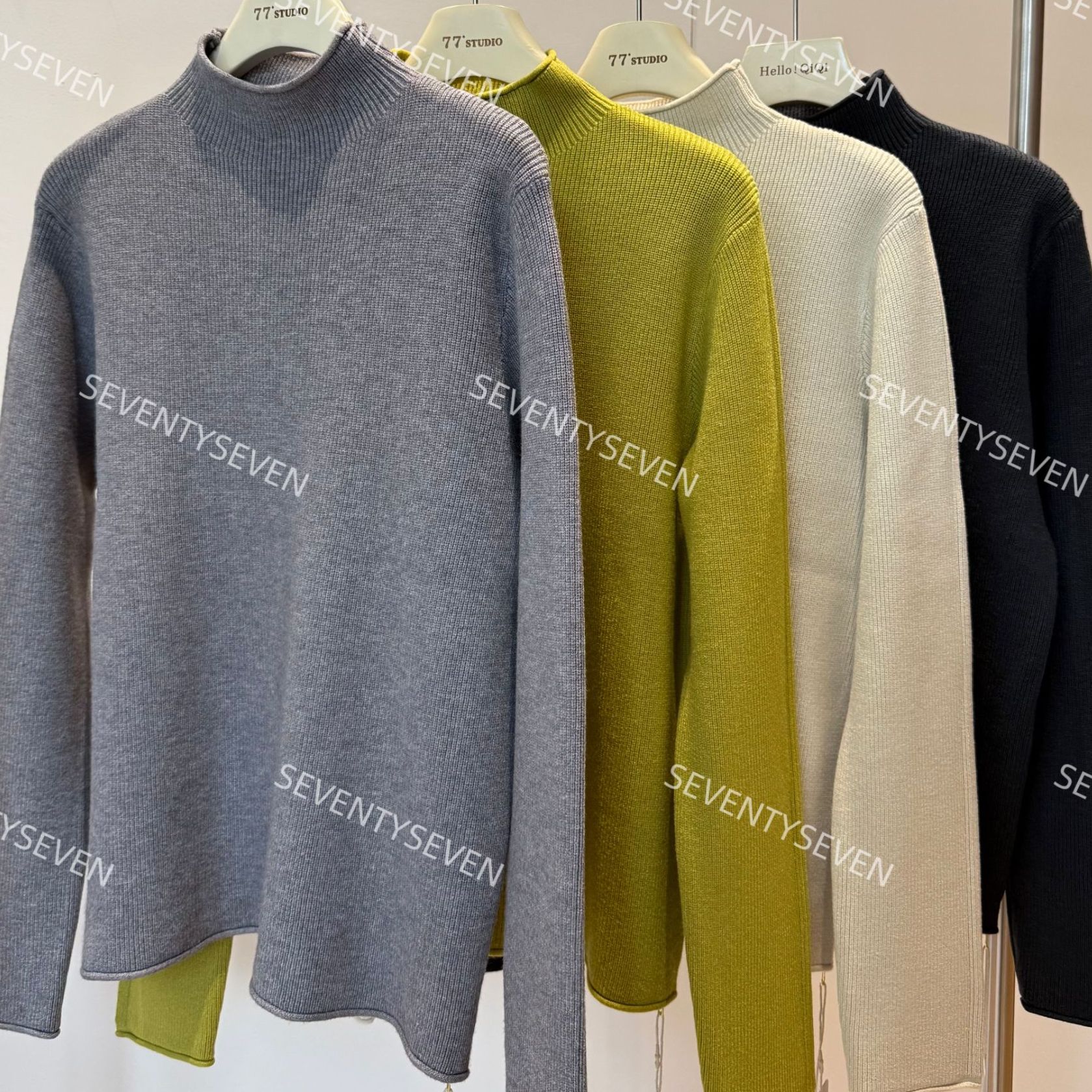 【77实体店】韩系新款半高领套头针织衫#E689~E755