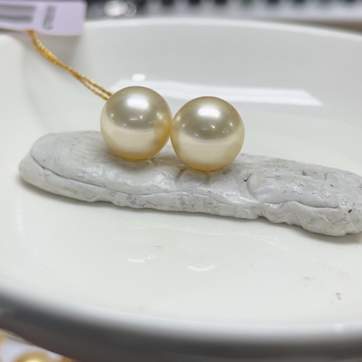 银S925镶嵌耳饰海水珍珠10-11mm90号