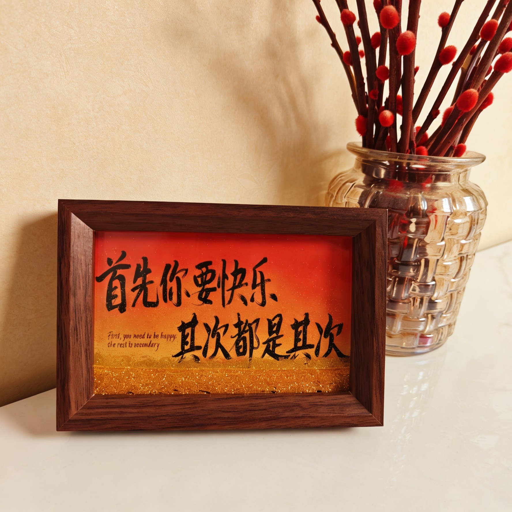 《首先你要快乐 其次都是次要》流沙6寸国潮画