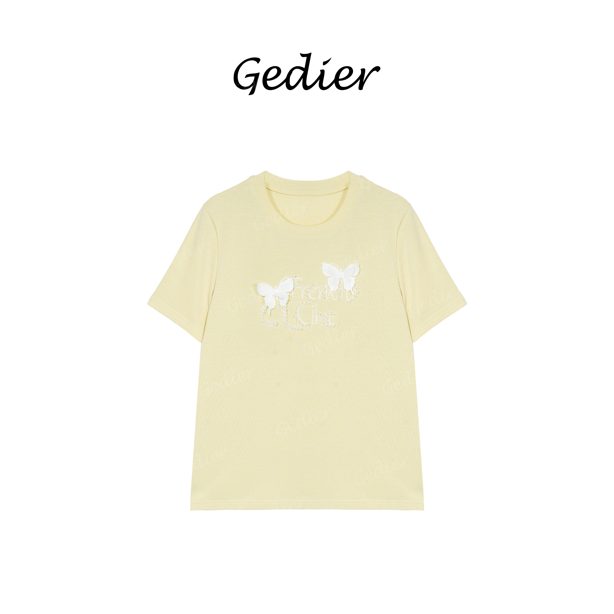 【歌蒂尔】夏日常百搭立体蝴蝶短袖夏季舒适休闲女装上衣 TG520535Y