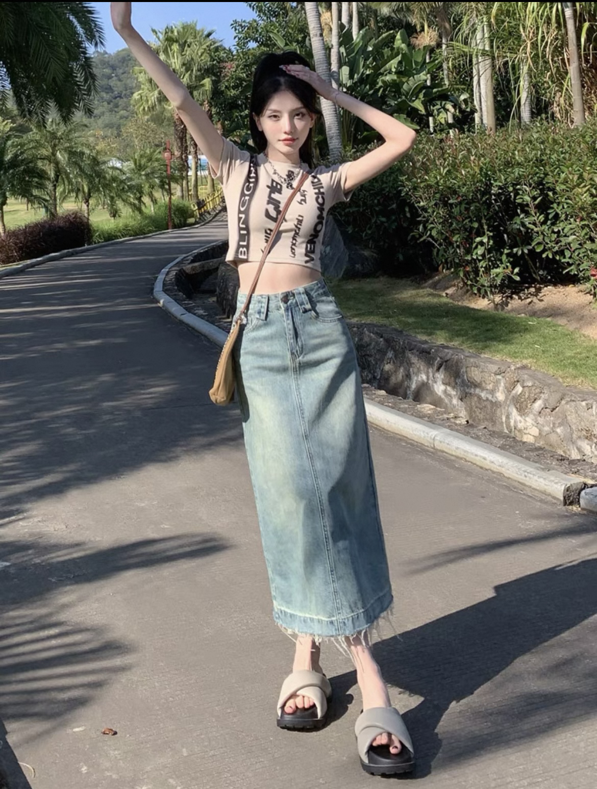 born（N85090）牛仔半身裙