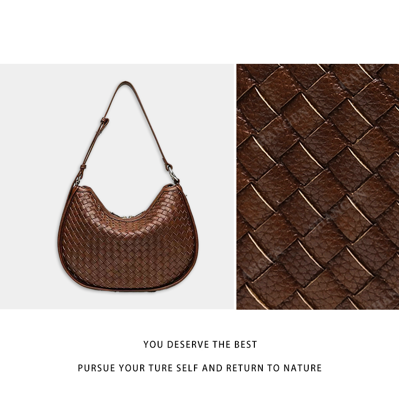 RAIN.CUN冬季2025新款轻奢设计单肩斜挎女包 RC-25743-棕色