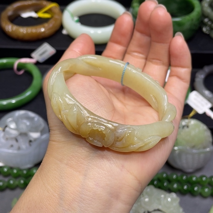 和田玉手镯57+圈口 编号14贵妃镯未镶嵌