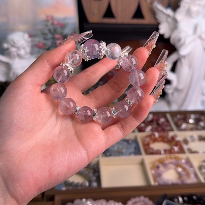 水晶手串18K金镶嵌紫水晶