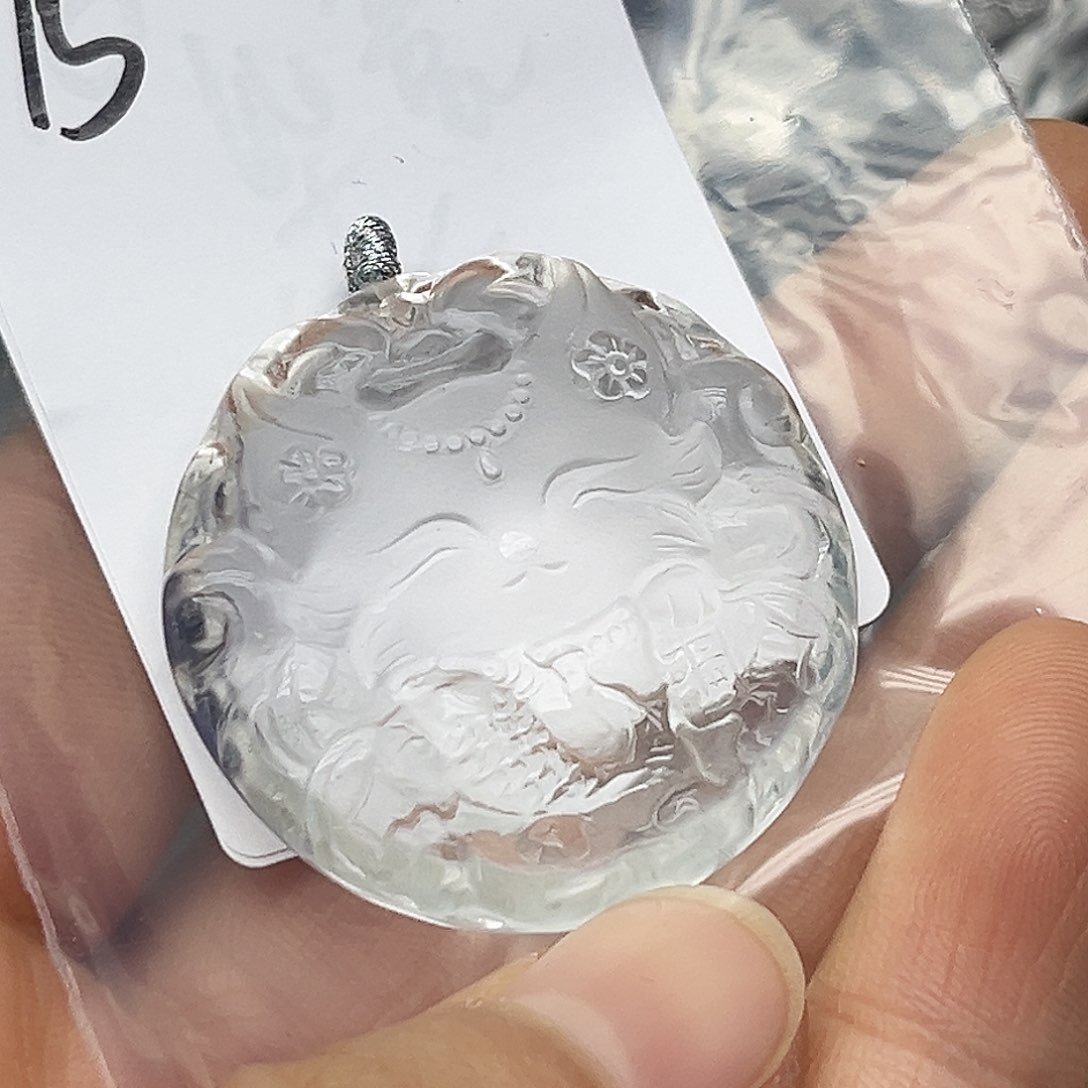 水晶颈饰未镶嵌白水抱鱼狐15号