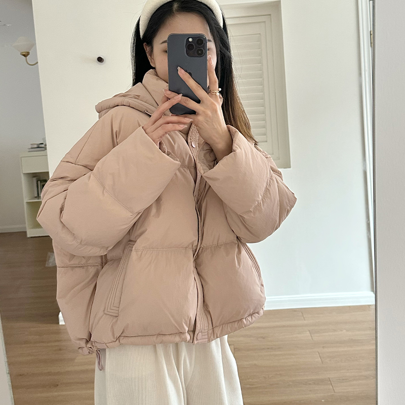 秋冬季新款可拆卸连帽韩版宽松短款面包服休闲百搭加厚外套女