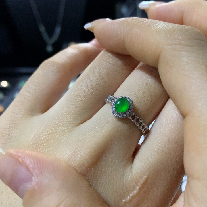 翡翠银S925镶嵌戒指