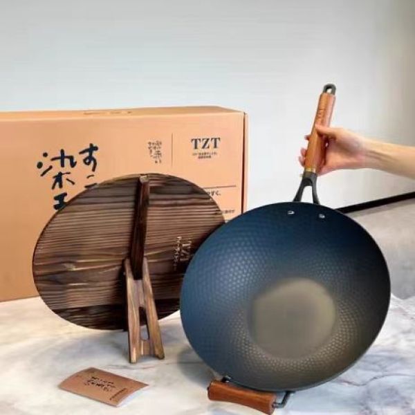 炒锅无涂层不锈钢铁锅物理不粘无油烟铁锅炒锅0704-4