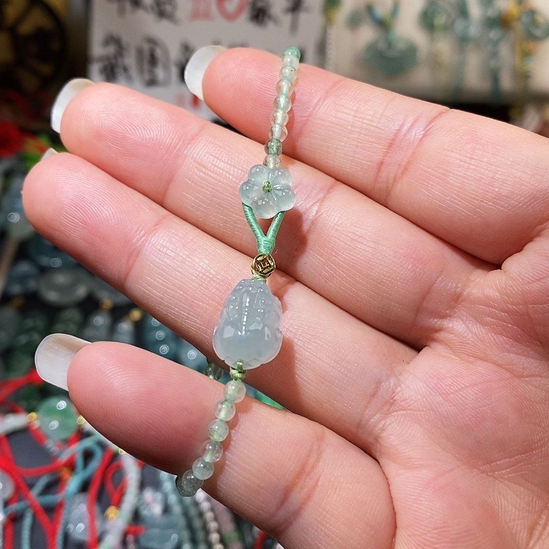 翡翠未镶嵌颈饰貔貅小花手链16