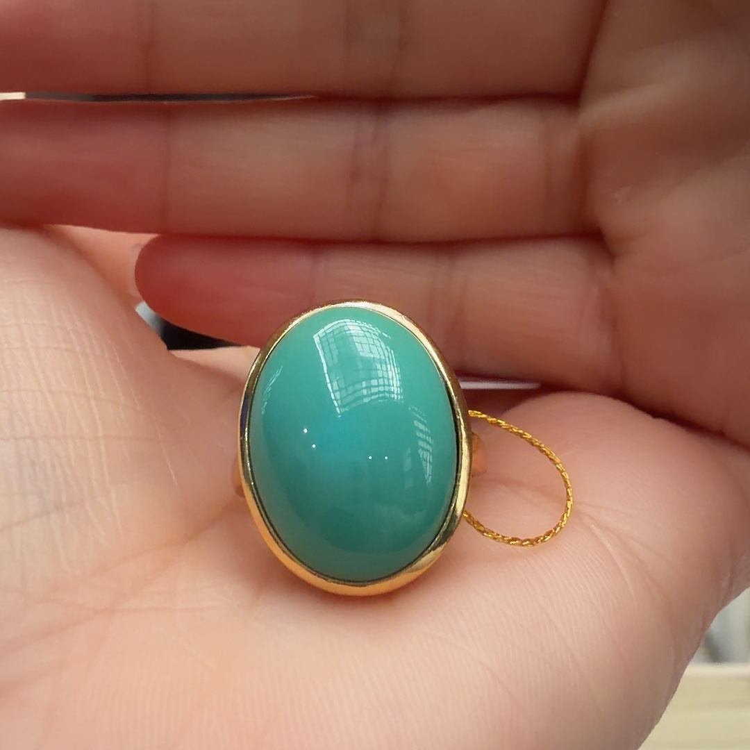 绿松石银S925镶嵌戒指