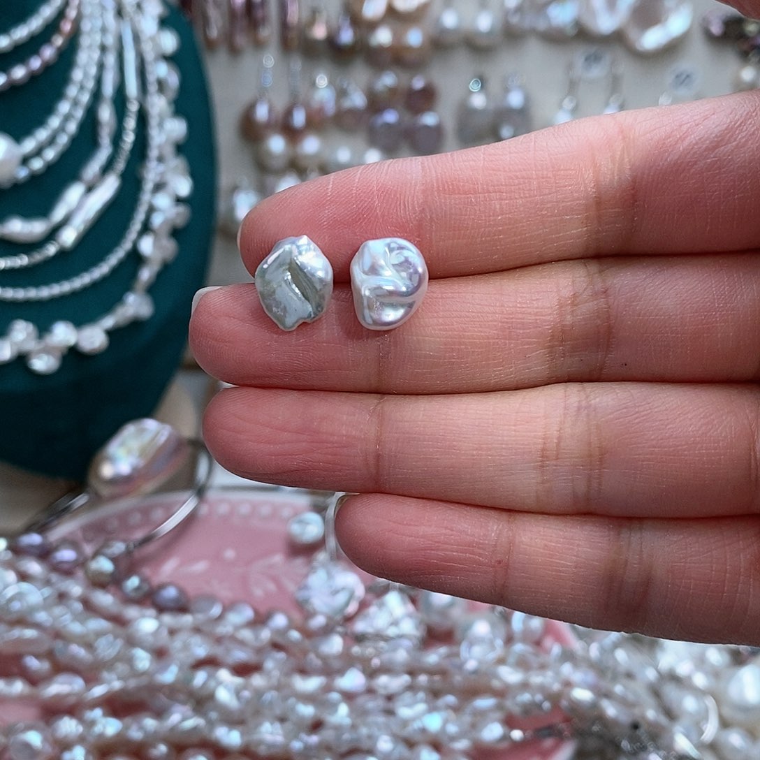 淡水珍珠耳饰银S925镶嵌4