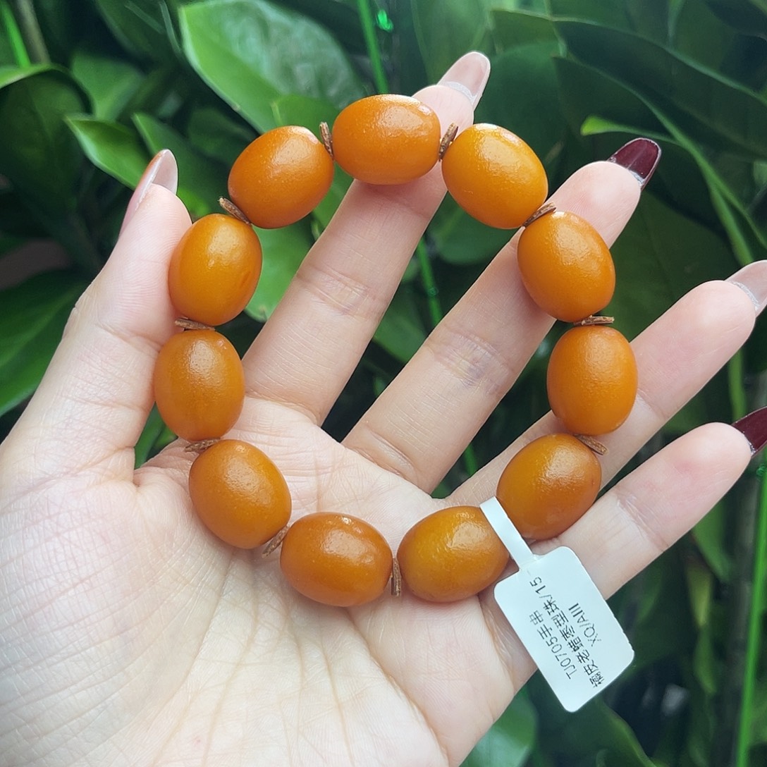 琥珀未镶嵌手链15m枣珠