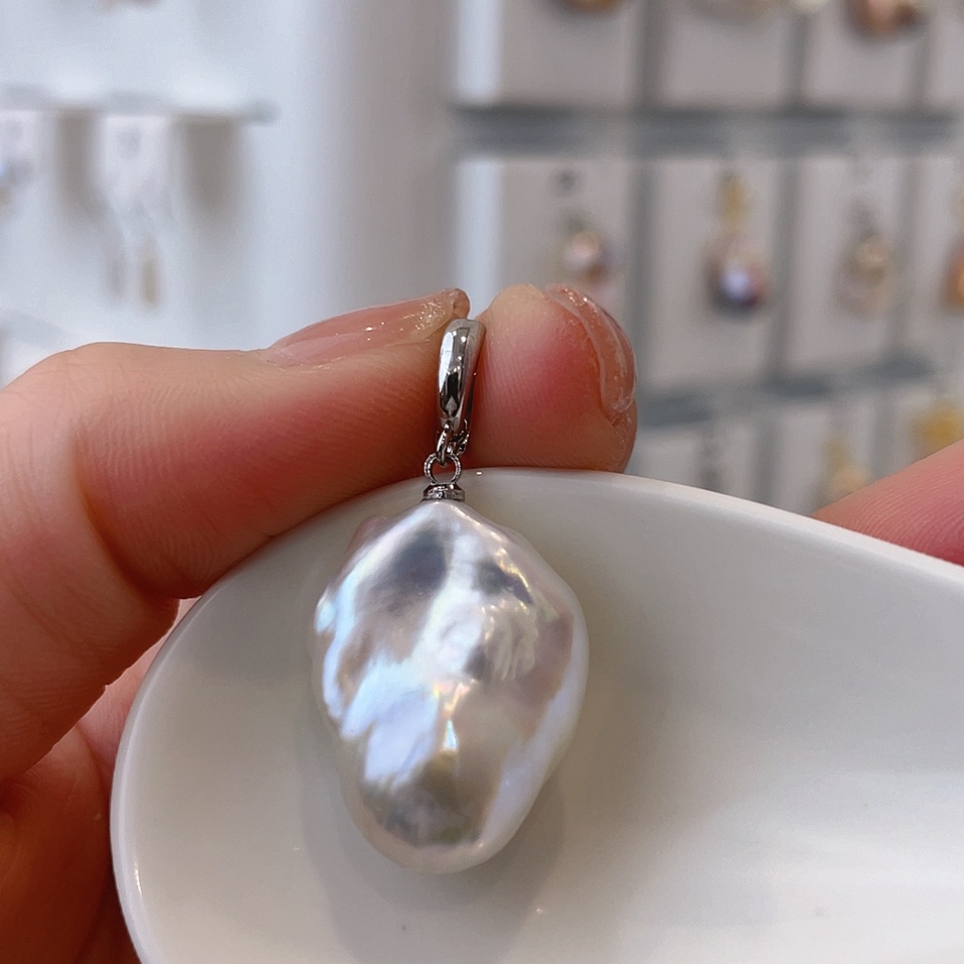 淡水珍珠天然珍珠巴洛克银S925镶嵌啾**m