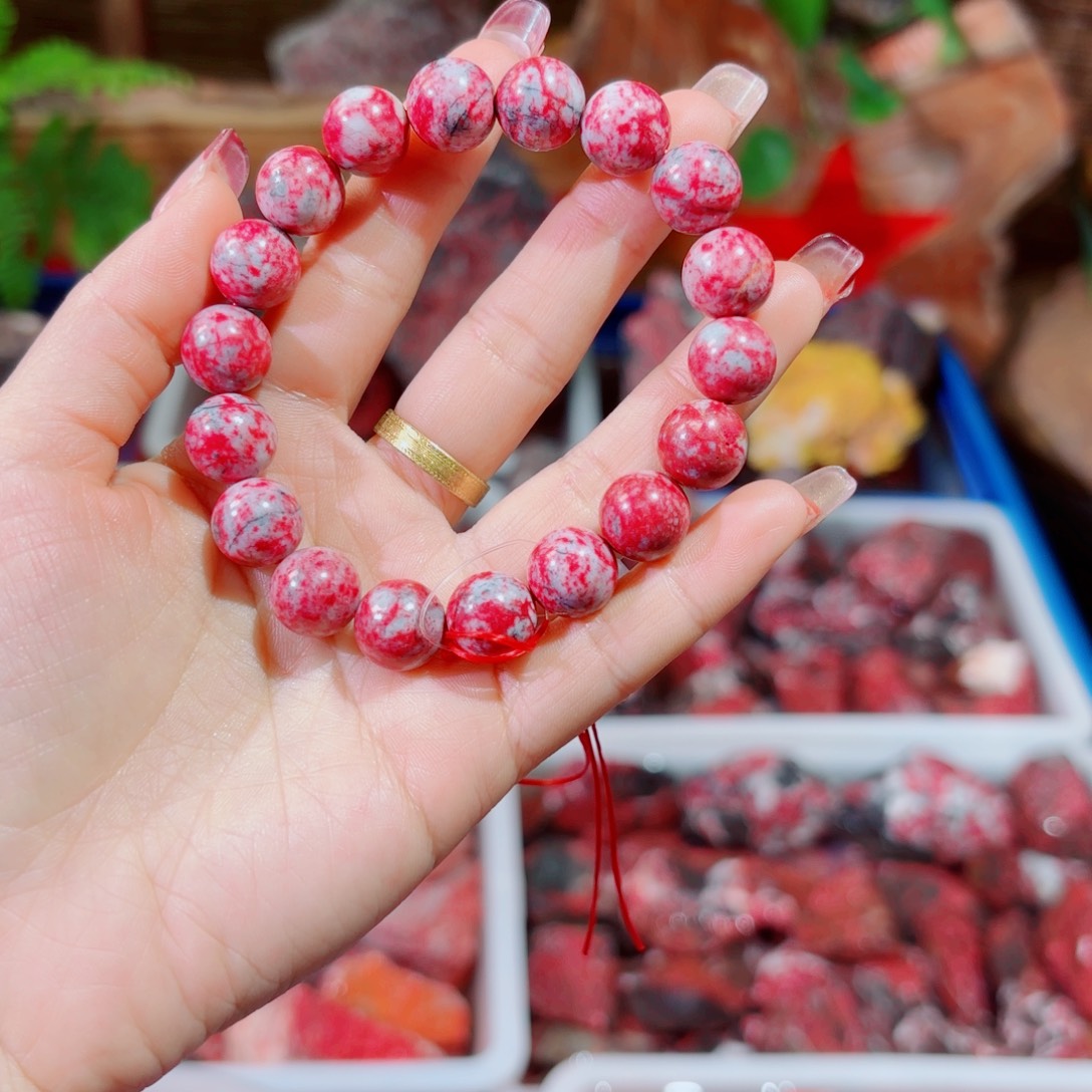 天然辰砂天然朱砂手串卡12