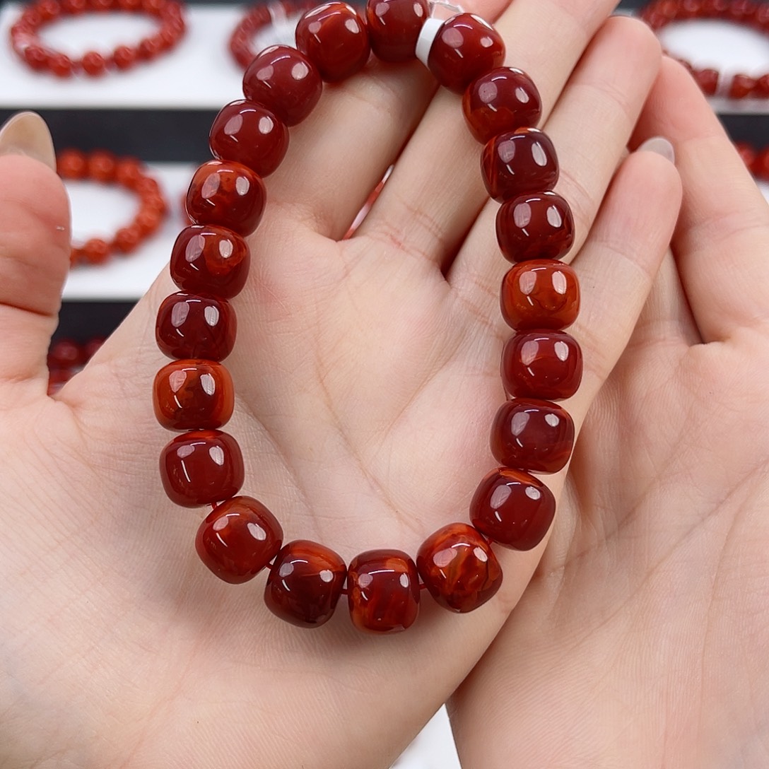 当***，南红玛瑙瓦西牛血红典藏11mm未镶嵌
