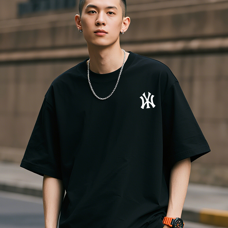 潮牌美式T恤潮流痞帅印花男款夏圆领宽松休闲短袖K10