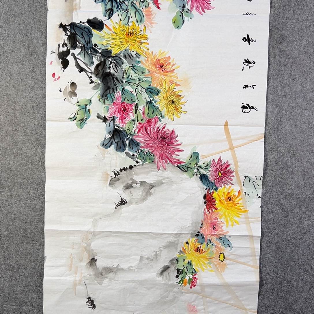 国画460 花鸟在树丛的顶端鸣叫叫声响