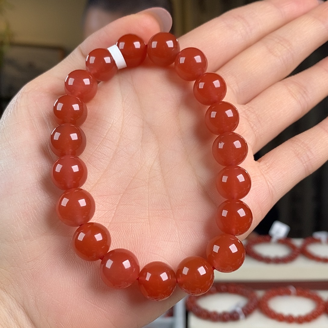 南红玛瑙未镶嵌手串原矿无胶10mm 特级冰红保山