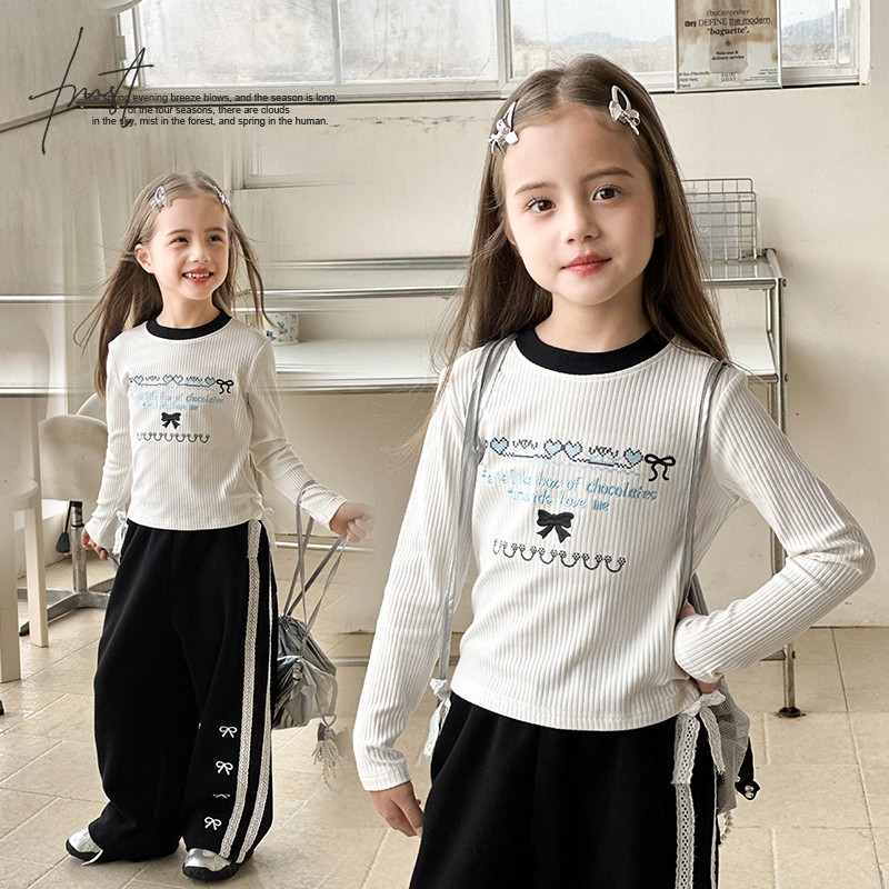 图图小象女童打底衫韩版儿童长袖T恤上衣2025春秋新款BCT036