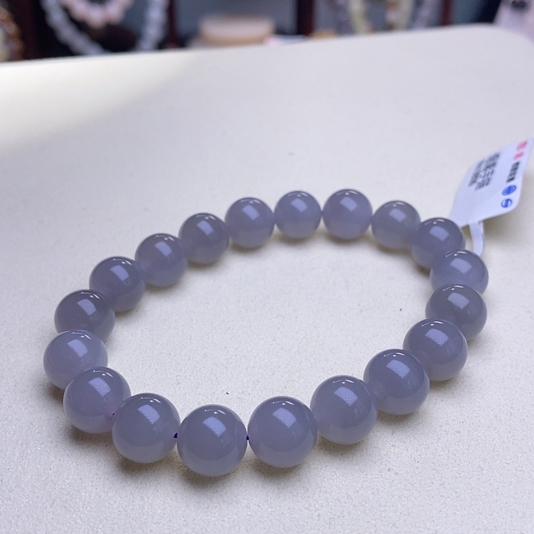 和田玉未镶嵌冰烟紫手串10MM