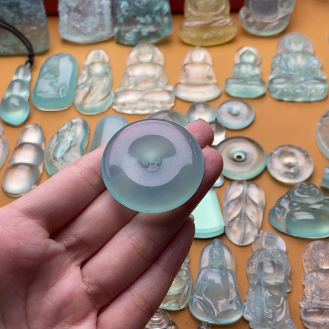 蛇纹石玉吊坠(不含链)未镶嵌平安扣蓝冰