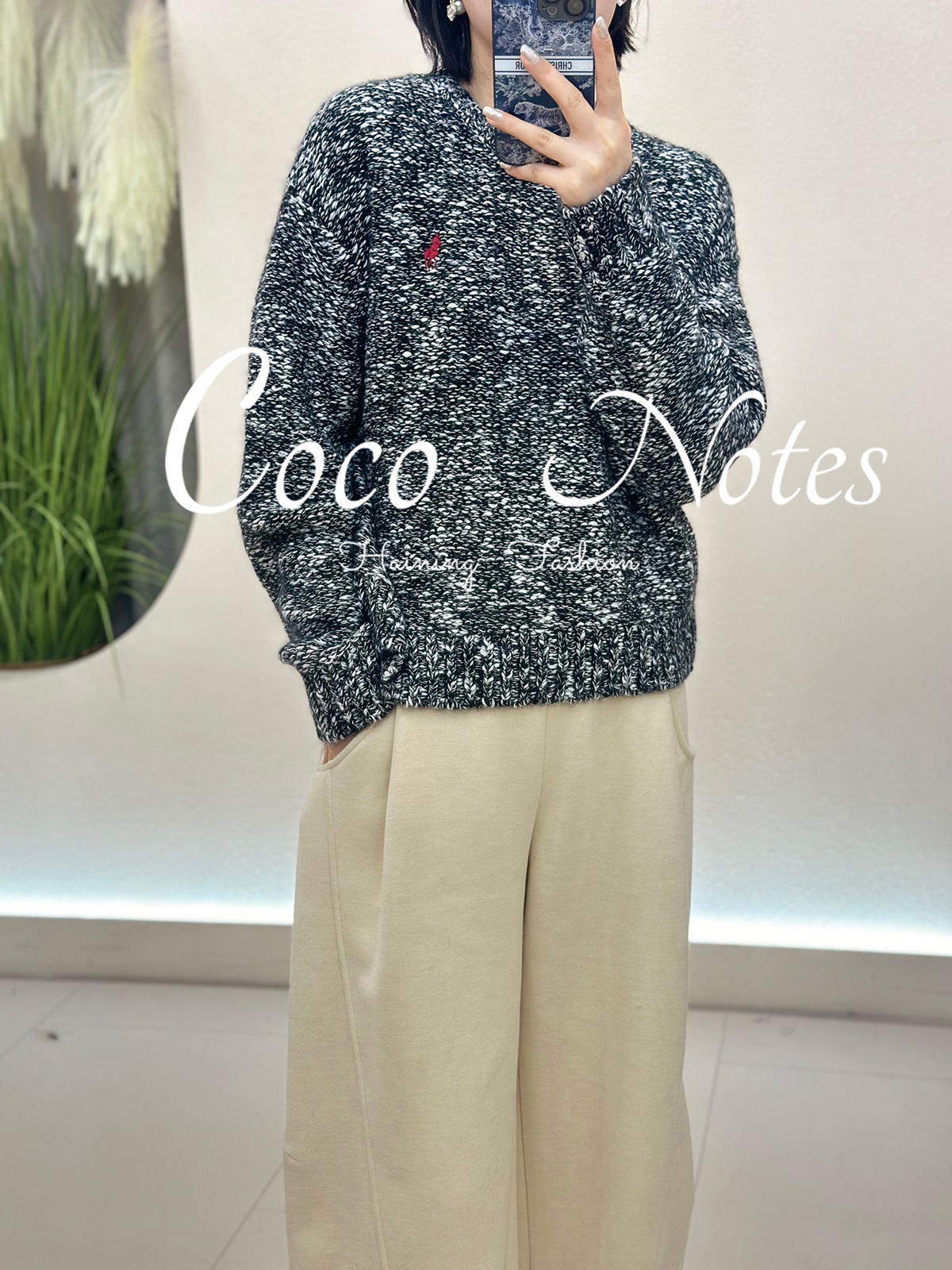 COCO NOTES【刺绣毛衣】全羊毛圆领慵懒风针织羊毛衫