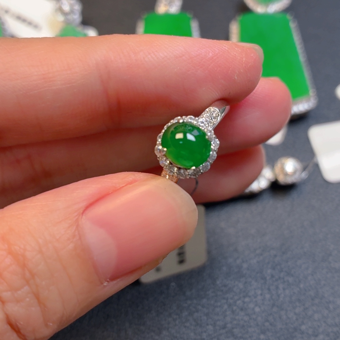 翡翠银S925镶嵌吊坠(不含链)戒指