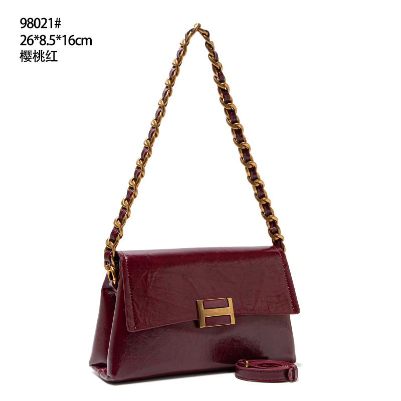 【英柏甄选】QYX-98021-樱桃红 然与纯小众设计感时尚单肩百搭女包
