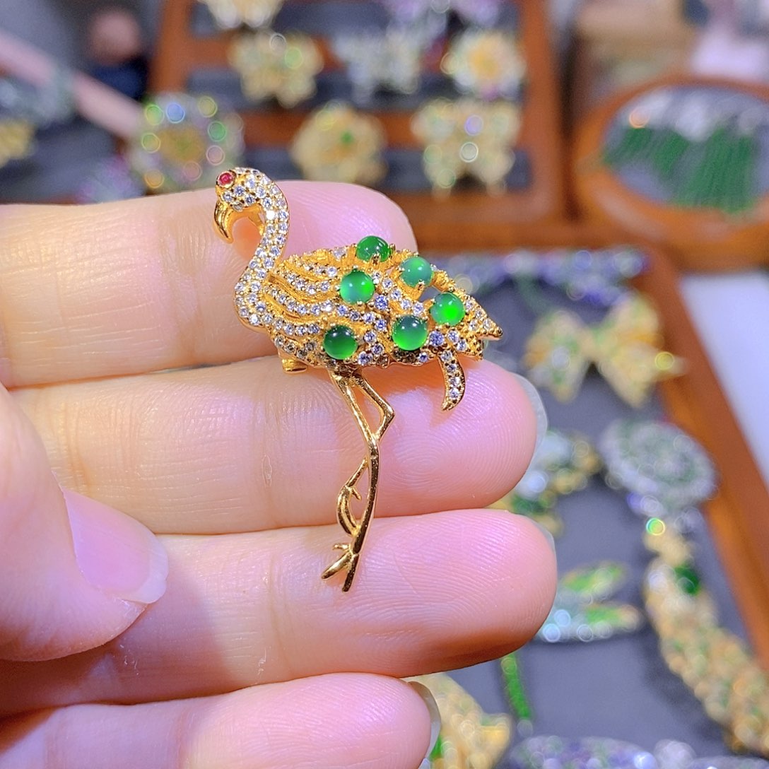 颈饰银S925镶嵌翡翠