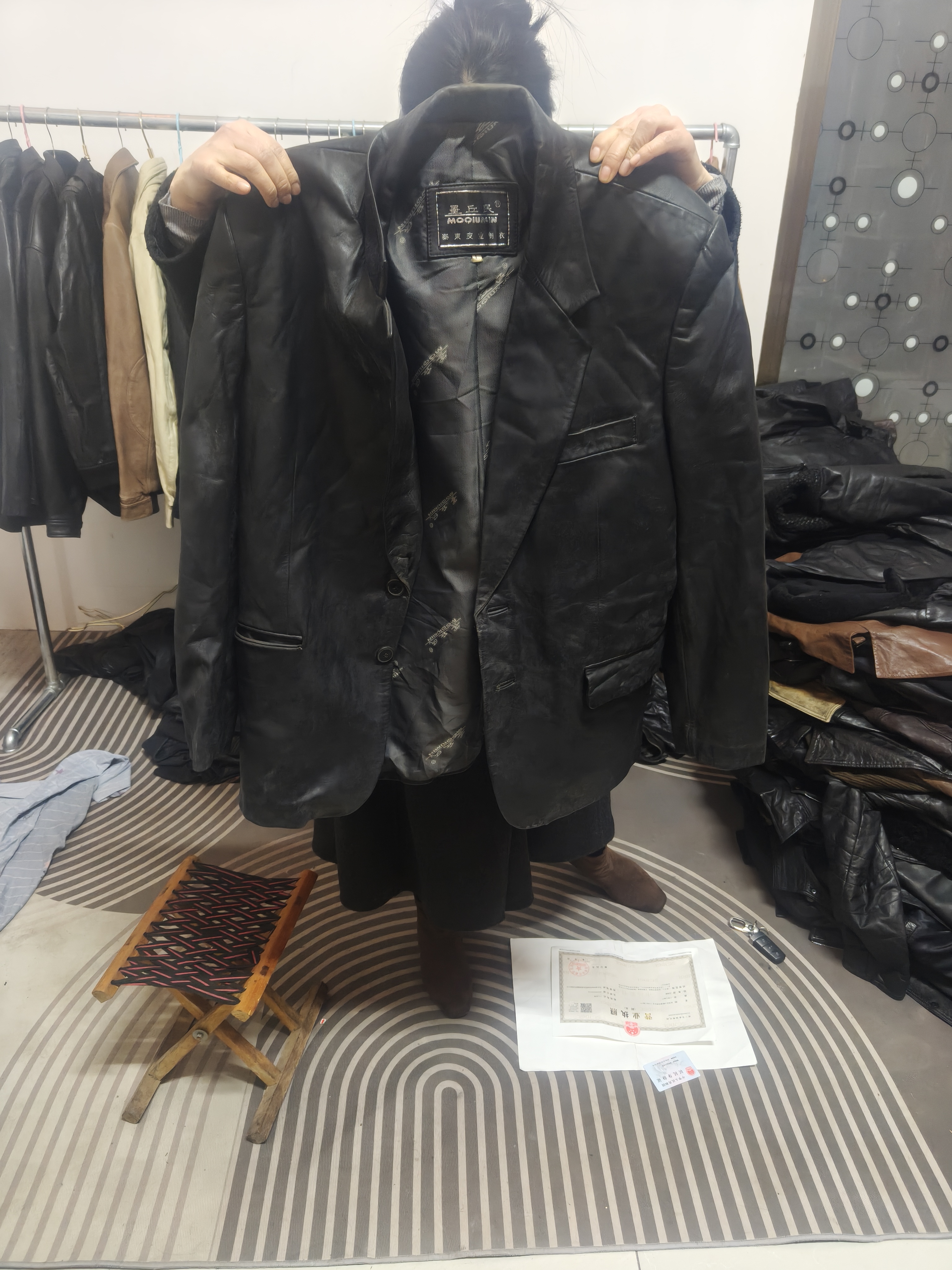 山翻领修身真皮西装春秋商务休闲潮流黑色皮西服外套男