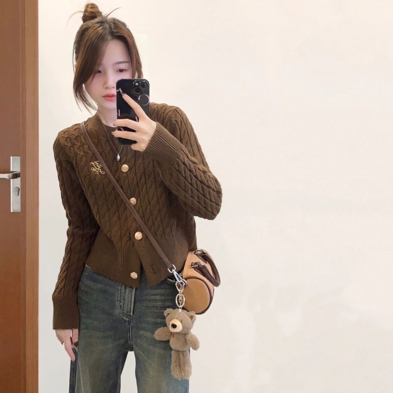 法式复古刺绣针织开衫外套女秋季设计感气质修身显瘦麻花毛衣上衣