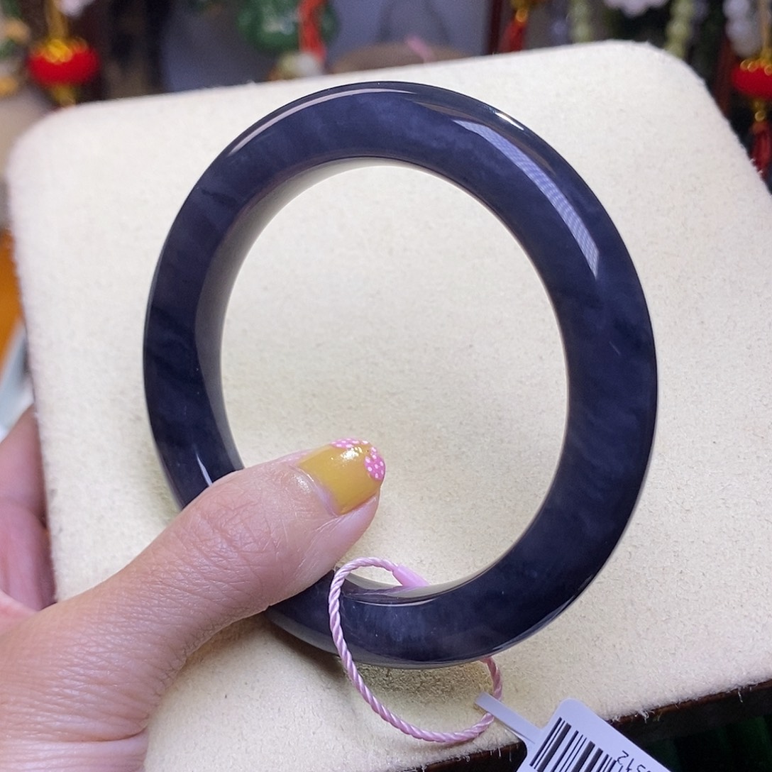 和田玉浓烟紫福利手镯56.8圈口未镶嵌