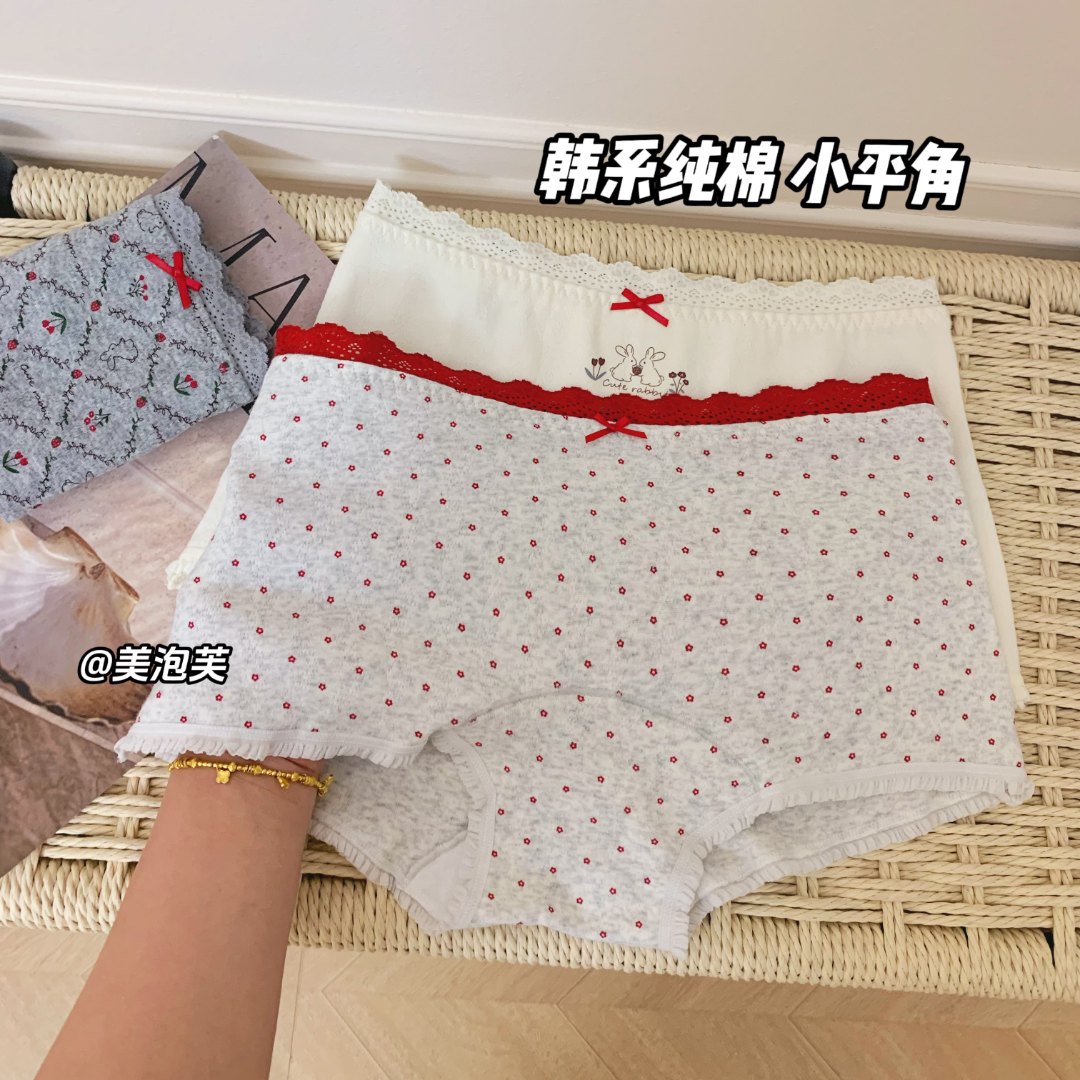 【童趣物语】2025秋冬新款韩系甜美碎花内裤少女10A抑菌纯棉平角裤