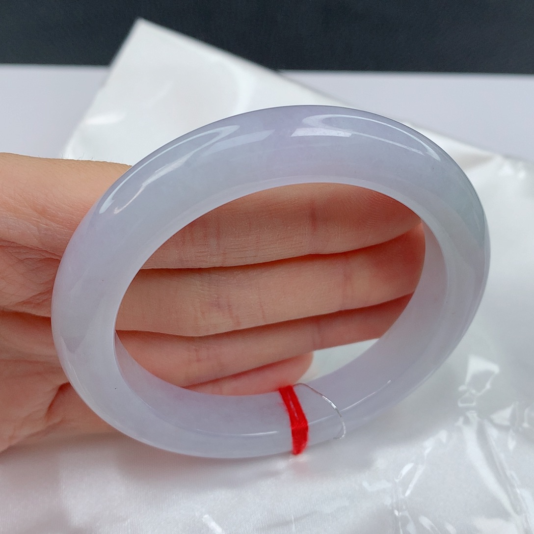 翡翠手镯未镶嵌58满紫正圈耐看甜美