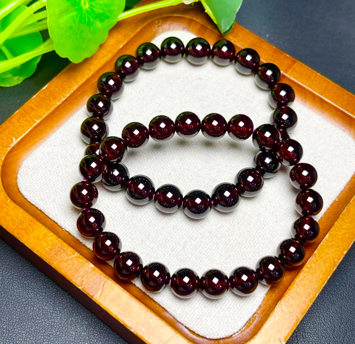 【断货处理】天然酒红石榴石单圈手串卡10手串