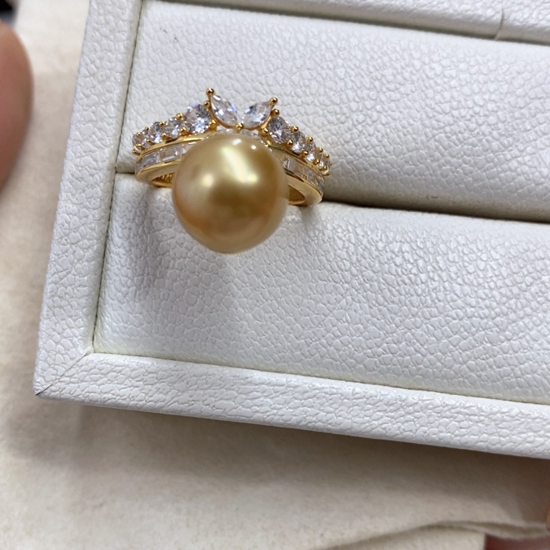 海水珍珠戒圈银S925镶嵌