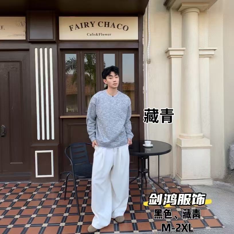 J.HXD冬季加绒潮牌假两件毛衣