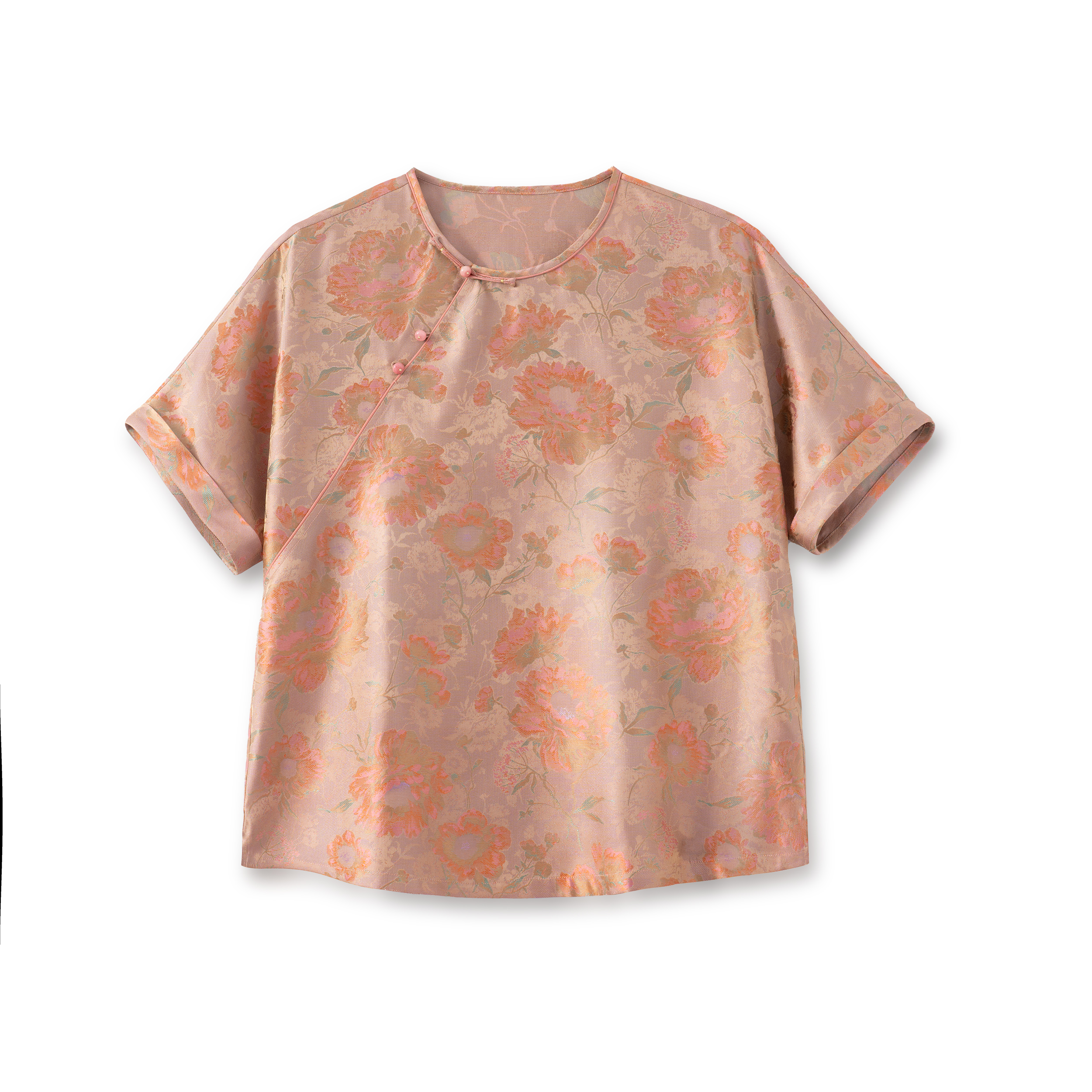 昭华-YZ257737新中式浮光锦桑蚕丝中国风复古气质中袖上衣外套女