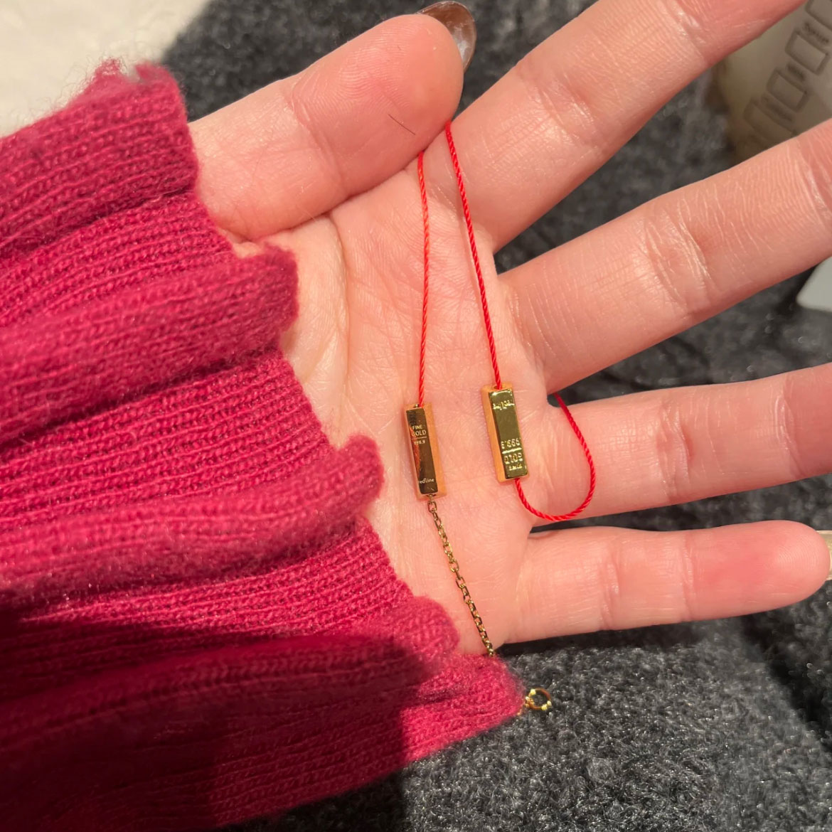 钛钢手链 钛钢手绳小金条电镀叠戴手链高级配饰编织轻奢简约