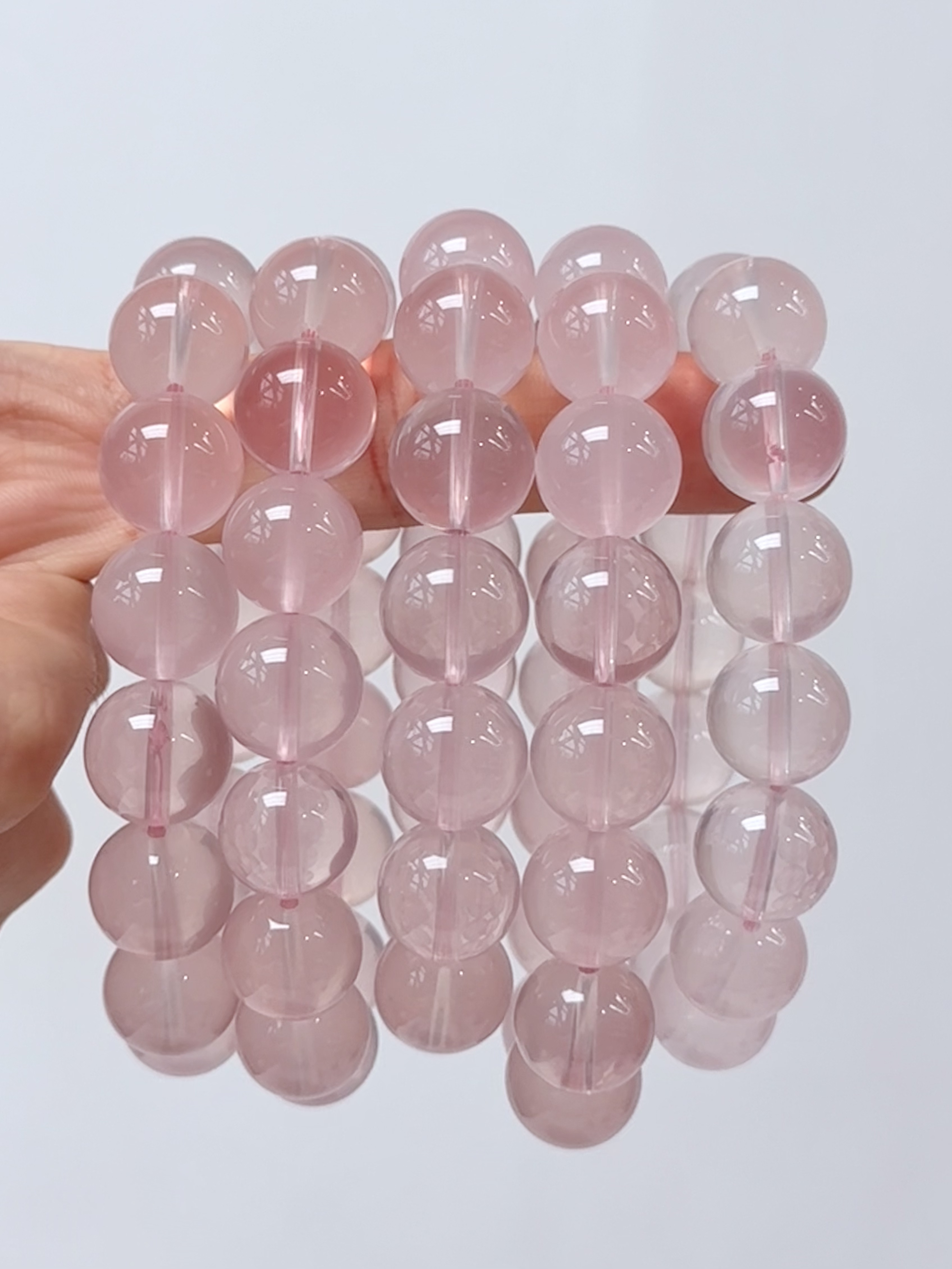 纯天然粉水晶六芒星通透珠径14mm左右多样性发一