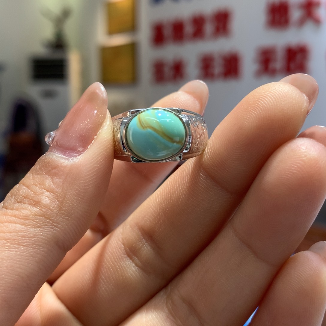绿松石戒指银S925镶嵌