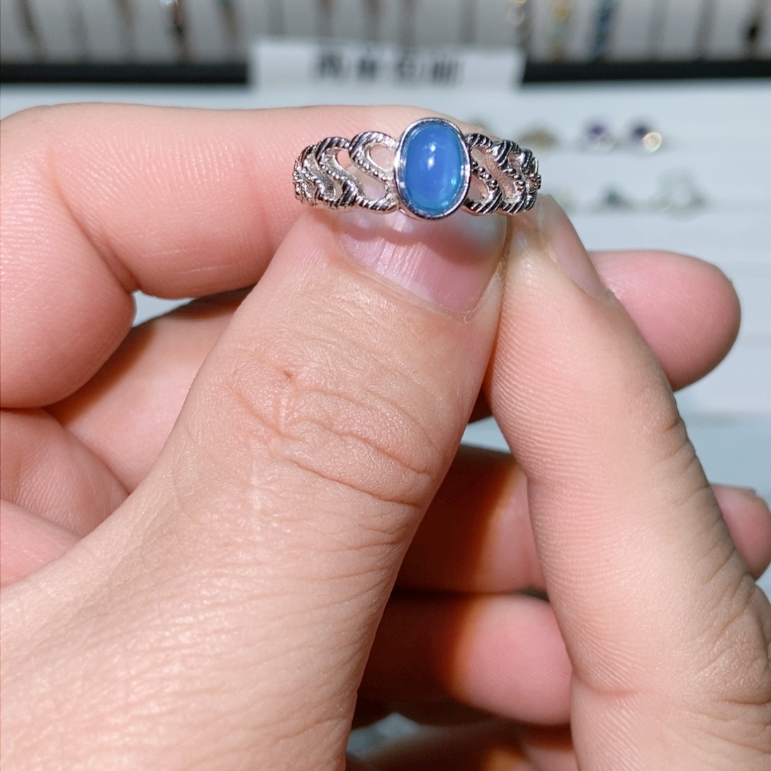 绿水晶戒指银S925镶嵌